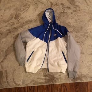 Blue and White Nike Windbreaker